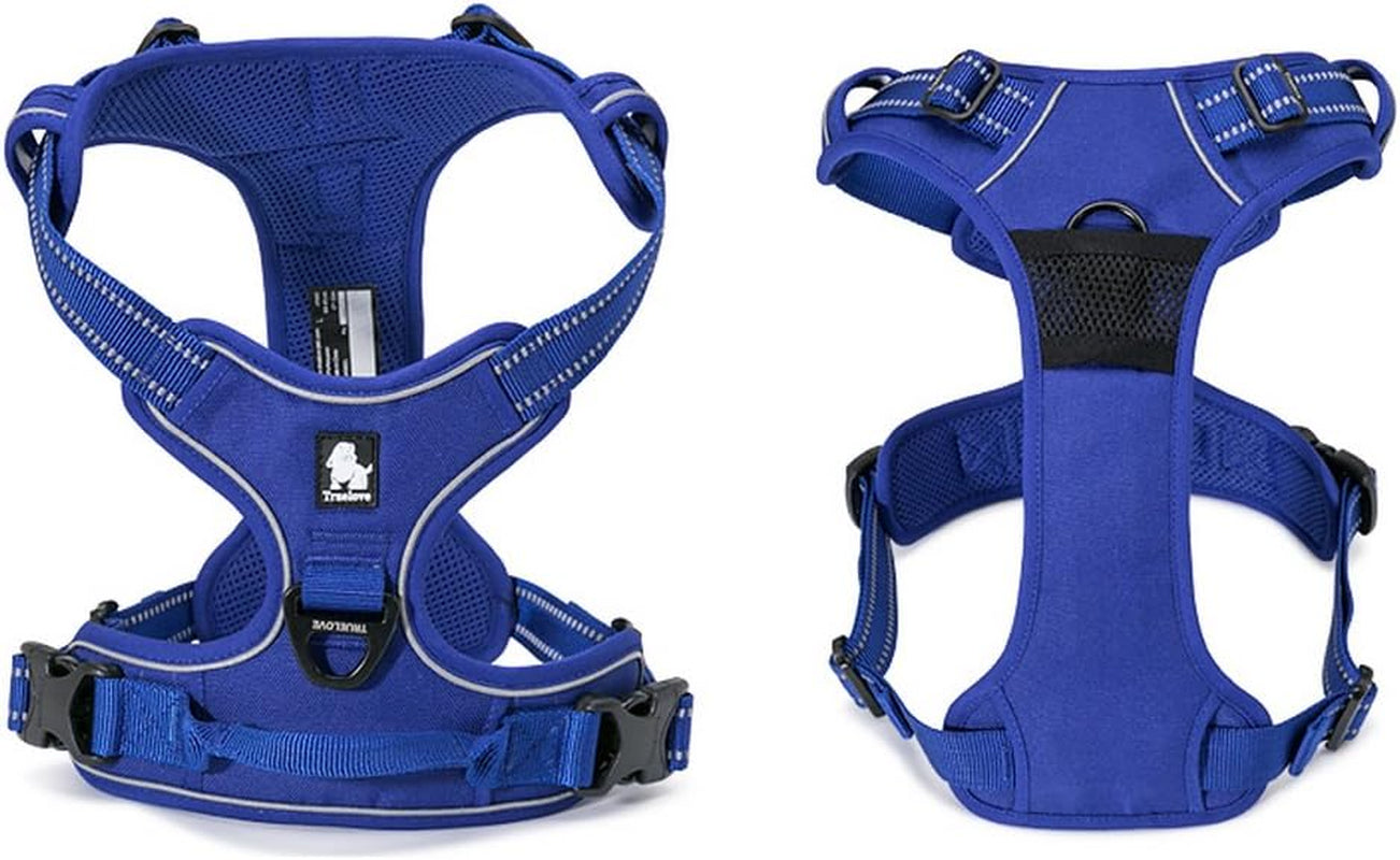 Adjustable No-Pull Dog Harness Reflective Pup Vest Harnesses Comfortable Control Brilliant Colors Truelove Tlh5651(Royal Blue,M) | Front Clip, No-Choke, Soft Padded, Control Handle, anti Escape, Dog Car Harness, Walking and Training, Escape Proof, TLH5651